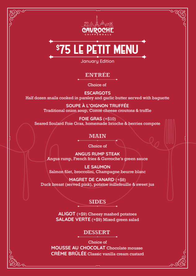 Le Petit menu gavroche